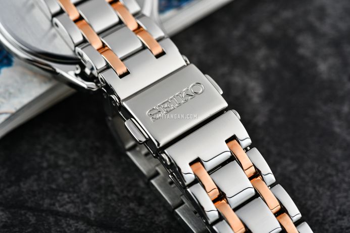 Seiko Ladies SRZ542P1 Diamond Mother Of Pearl Dial Dual Tone Stainless Steel Strap