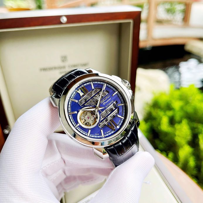 Montre Seiko Premier Automatique SSA399J1 Avec Cœur Ouvert – Cadran Bleu, Boîtier Acier, Mouvement 4R71