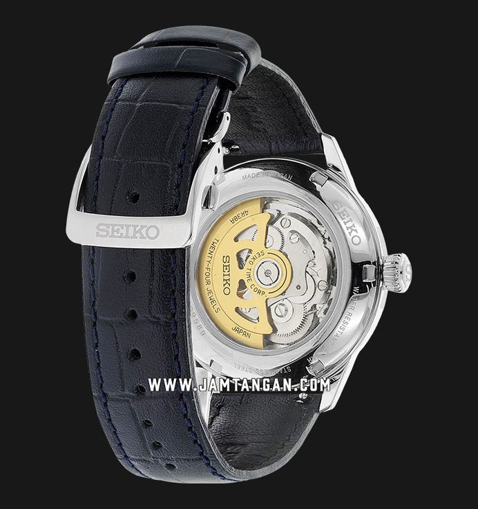 Seiko Presage SSA405J1 Cocktail Time Blue Moon Open Heart Dial Blue Leather Strap