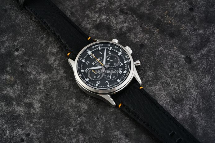 Seiko Chronograph SSB449P1 Discover More Black Dial Black Nylon Strap