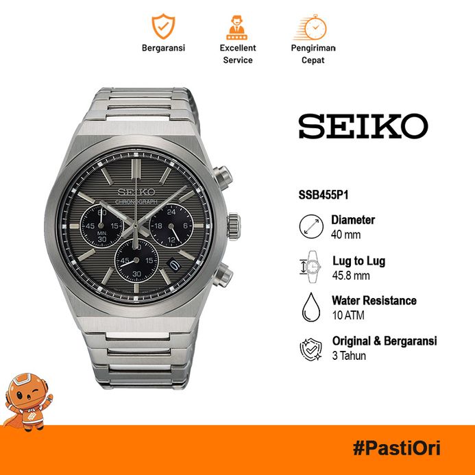 Seiko Chronograph SSB455 SSB455P1 Men Discover More Grey Dial