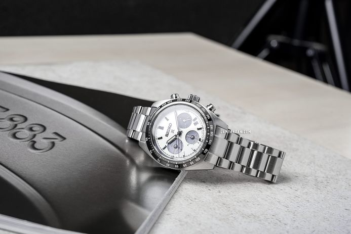 Seiko Prospex SSC813P1 Speedtimer SeiTona Panda Solar Chronograph White Dial Stainless Steel Strap