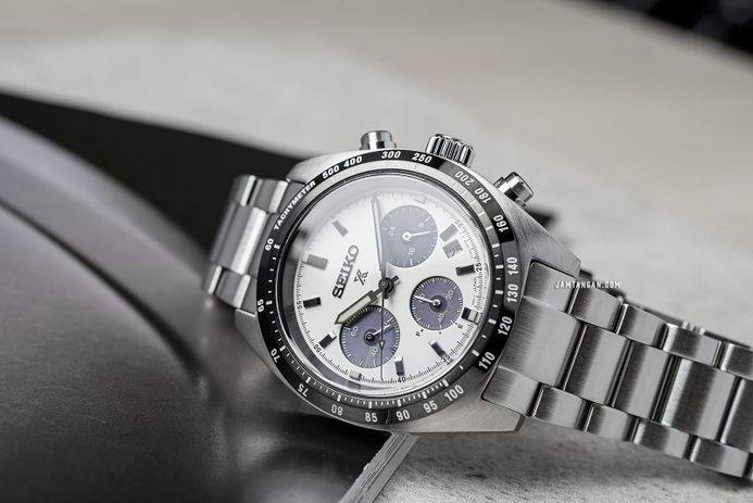 Seiko Prospex SSC813P1 Speedtimer SeiTona Panda Solar Chronograph White Dial Stainless Steel Strap