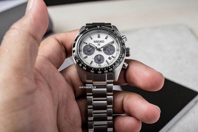 Seiko Prospex SSC813P1 Speedtimer SeiTona Panda Solar Chronograph White Dial Stainless Steel Strap