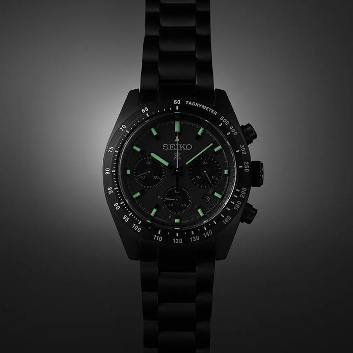 Seiko Prospex SSC917P1 Black Series Night Vision Speedtimer Solar Chronograph Stainless Steel Strap