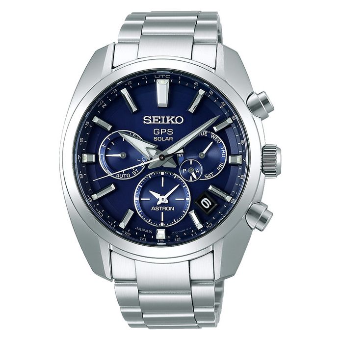 Seiko Astron SSH019J1 Men GPS Solar Blue Dial Stainless Steel Strap