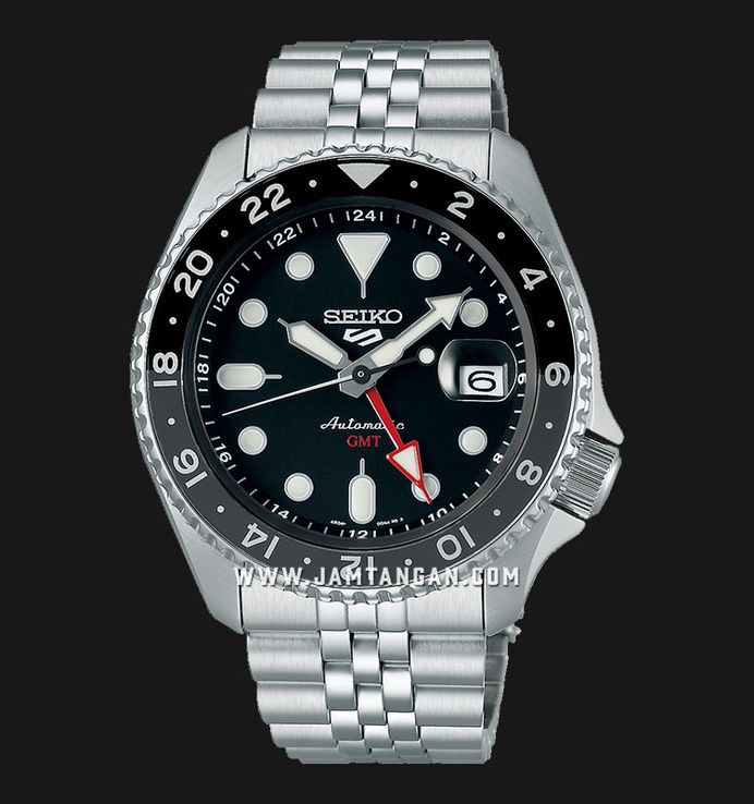Seiko 5 Sports SSK001K1 SKX Sports Style GMT Black Grape Automatic Black Dial Stainless Steel Strap