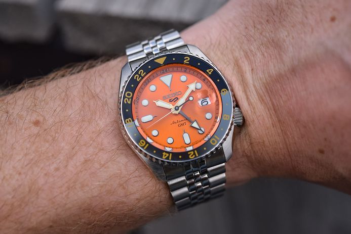 Seiko 5 Sports SSK005K1 SKX Sports Style GMT Mikan Orange Automatic Orange Dial St. Steel Strap