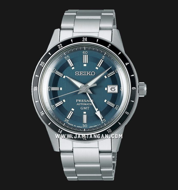Seiko Presage SSK009J1 Style60's Automatic GMT Blue Dial Stainless Steel Strap