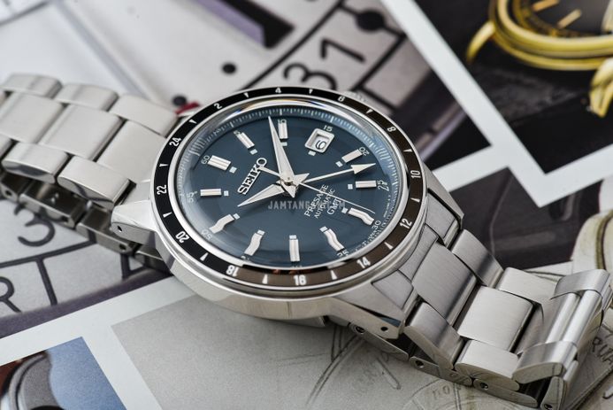 Seiko Presage SSK009J1 Style60's Automatic GMT Blue Dial Stainless Steel Strap