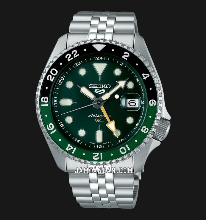 Seiko 5 Sports SSK035K1 SKX Series Automatic GMT Sprite Green Black Dial Stainless Steel Strap