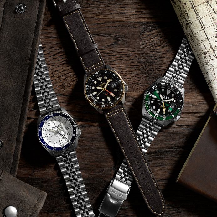 Seiko 5 Sports SSK035K1 SKX Series Automatic GMT Sprite Green Black Dial Stainless Steel Strap