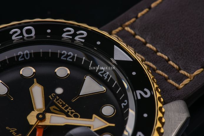 Seiko 5 Sports SSK036K1 SKX Series Automatic GMT Black Dial Brown Leather Strap