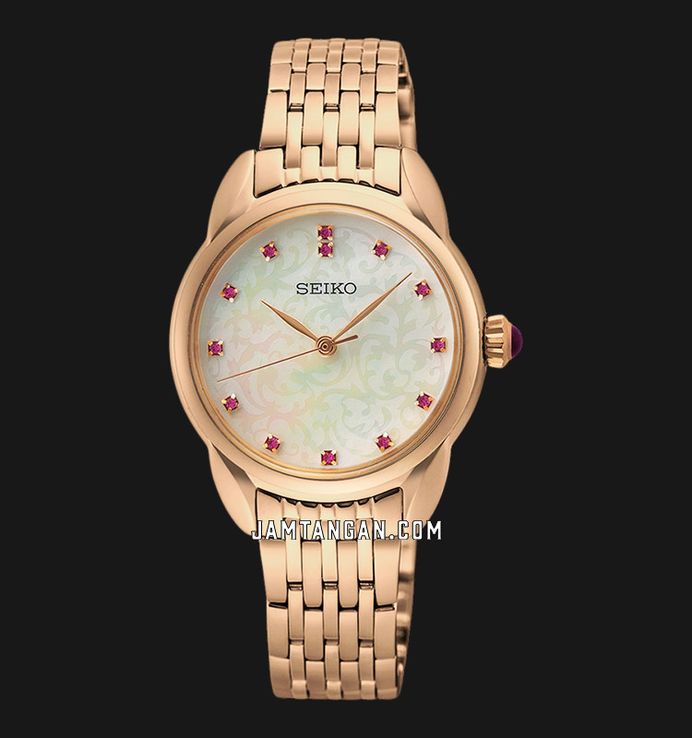 Seiko Classic SUR564P1 Madam MOP Crystal Dial Rose Gold Stainless Steel Strap Special Edition
