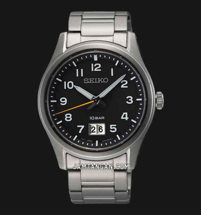 Seiko SUR569P1 Discover More Men Black Dial Stainless Steel Strap