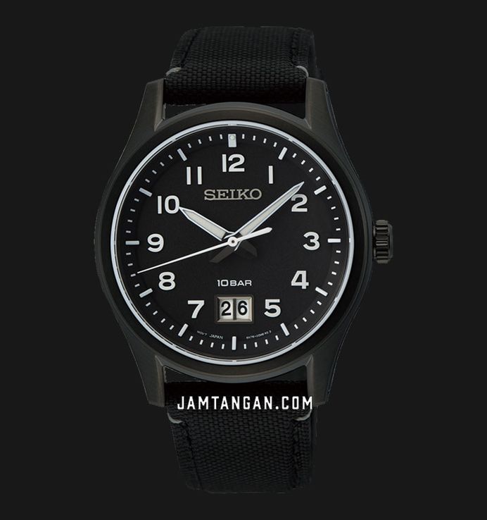 Seiko SUR571P1 Discover More Black Dial Black Nylon Strap