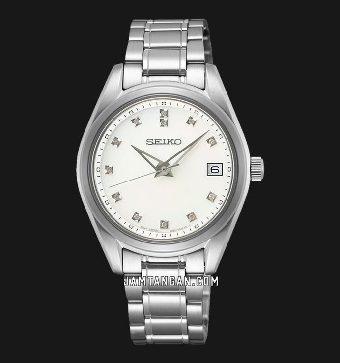 Seiko Ladies SUR579P1 Discover More Crystal Mother Of Pearl Dial Stainless Steel Strap