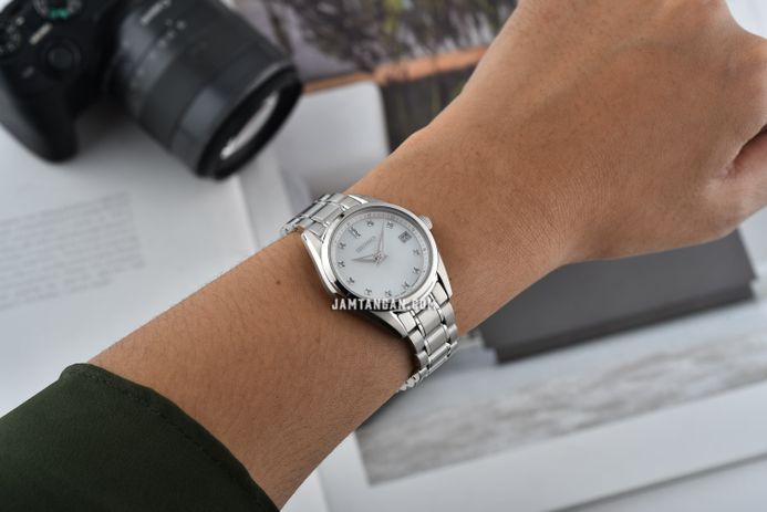Seiko Ladies SUR579P1 Discover More Crystal Mother Of Pearl Dial Stainless Steel Strap