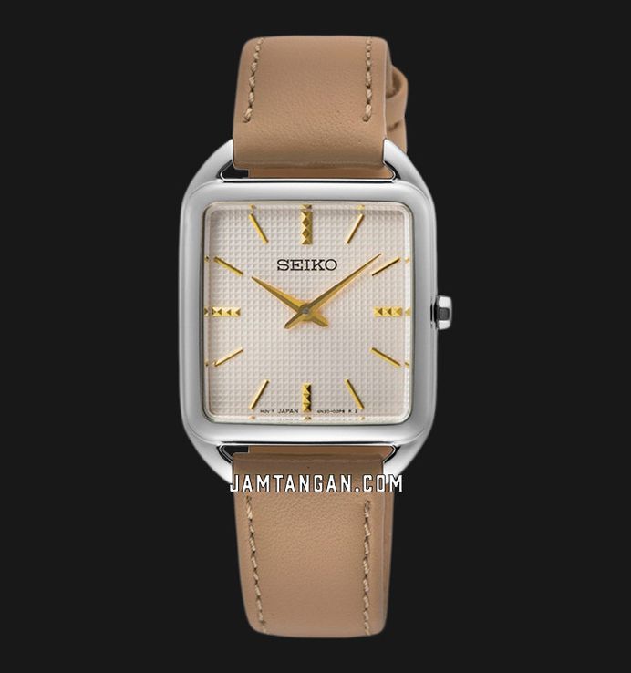 Seiko Classic SWR089P1 Madam Beige Dial Brown Leather Strap