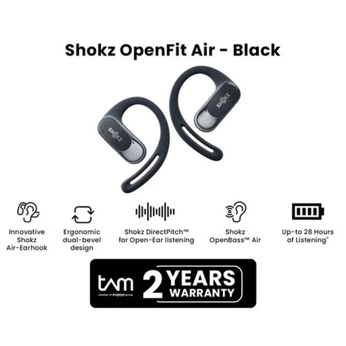 Shokz Headphone OpenFit Air 8100015879 Black Open-Ear | JAMTANGAN.COM