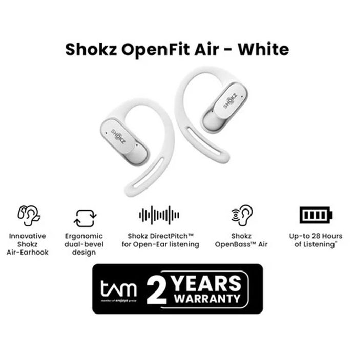 Shokz Headphone OpenFit Air 8100015902 White Open-Ear | JAMTANGAN.COM