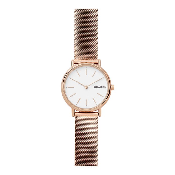 Skagen Signatur SKW2694 Ladies White Dial Rose Gold Mesh Strap