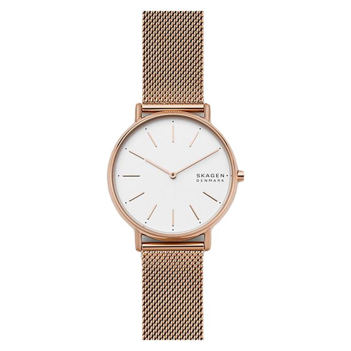 Skagen Signatur SKW2784 Ladies White Dial Rose Gold Mesh Strap