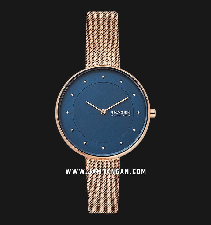 Skagen Gitte SKW2811 Ladies Blue Dial Rose Gold Mesh Strap