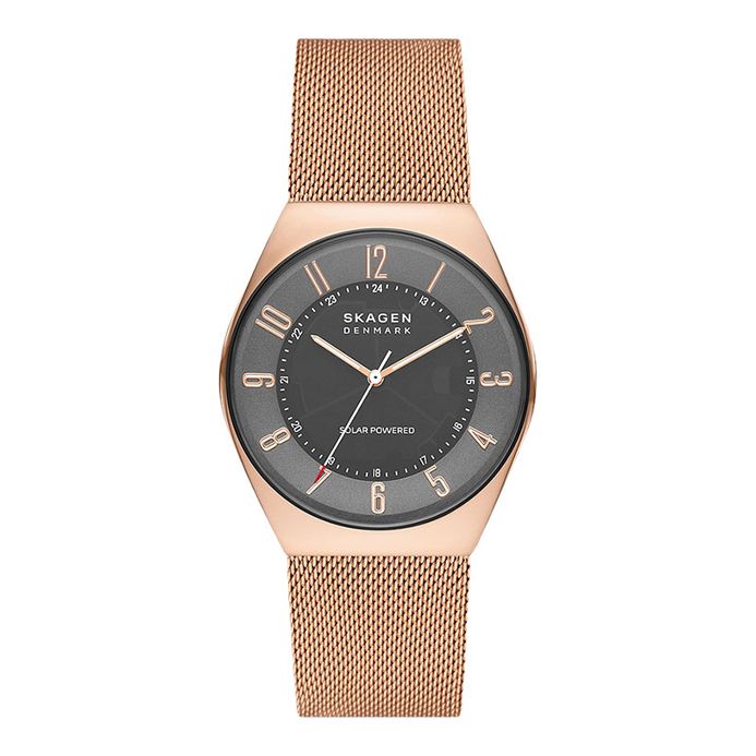 Skagen Grenen SKW6835 Solar Powered Charcoal Dial Rose Gold Mesh Strap