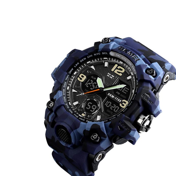 SKMEI 1155BCMBU Digital Analog Dial Camouflage Polyurethane Strap