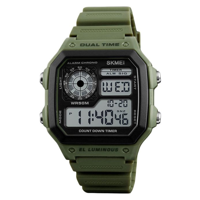 SKMEI 1299AG Men Digital Dial Green Polyurethane Strap