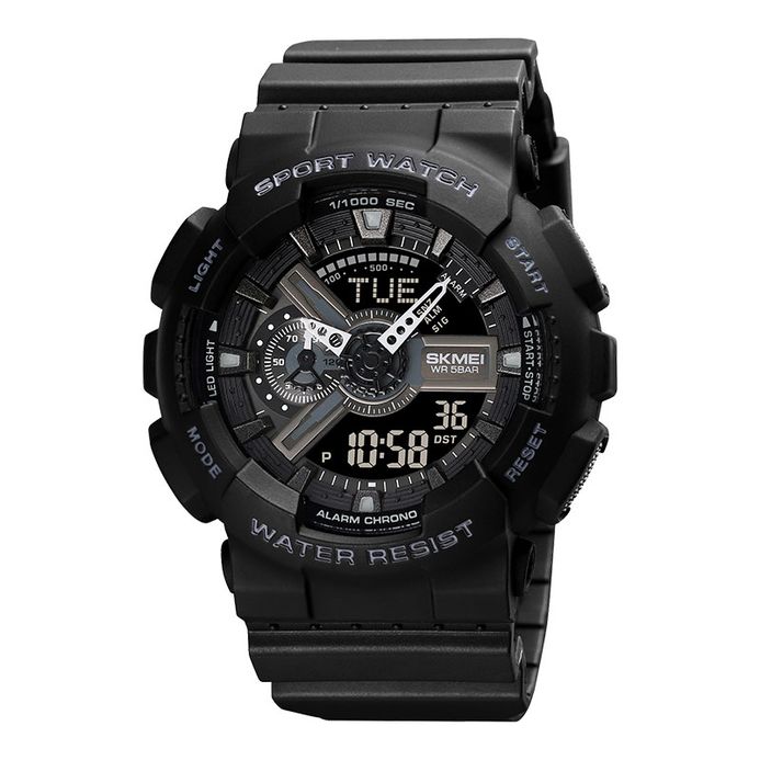 SKMEI 1834BK Digital Analog Dial Black Rubber Strap