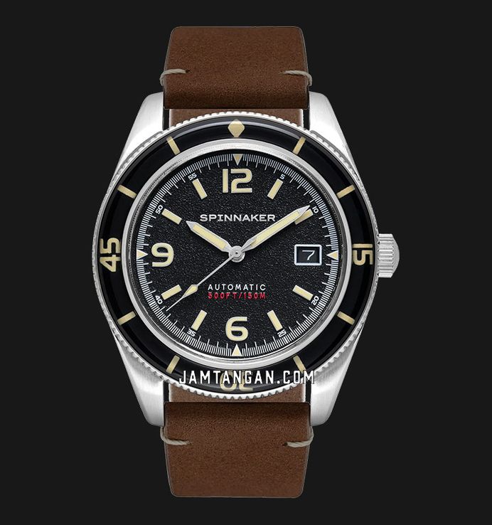 Spinnaker Fleuss SP-5055-01 Men Lumber Black Dial Brown Leather Strap