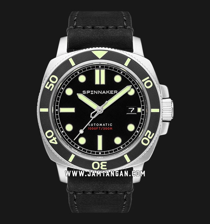 Spinnaker Hull Diver SP-5088-01 Tuxedo Black Dial Black Leather Strap