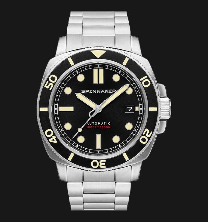 Spinnaker Hull Diver SP-5088-11 Automatic Deep Grey Black Dial Stainless Steel Strap