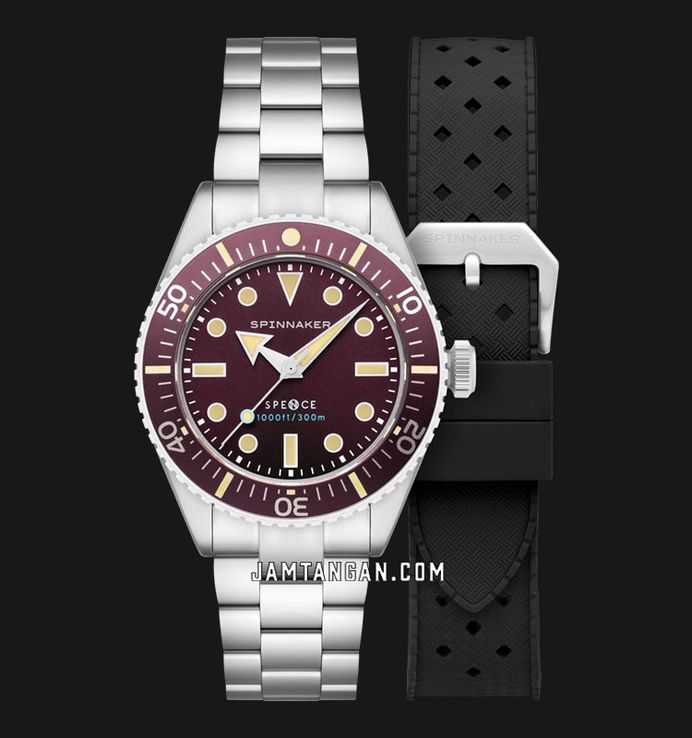 Spinnaker Spence 300 SP-5097-99 Automatic Burgundy Dial Stainless Steel Strap + Extra Strap