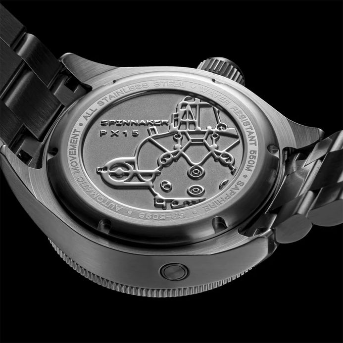 Spinnaker Piccard SP-5098-33 Volcano Black Divers Automatic Black Dial Stainless Steel Strap