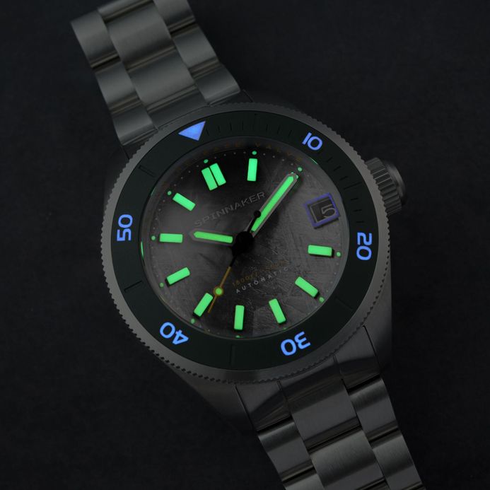 Spinnaker Piccard SP-5098-BB Automatic Meteorite Elite Green Stainless Steel Strap Limited Edition