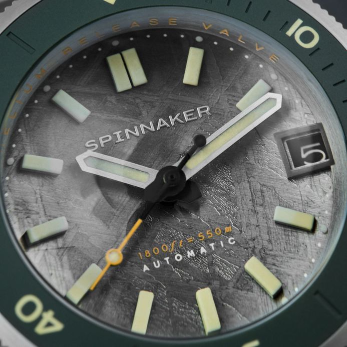 Spinnaker Piccard SP-5098-BB Automatic Meteorite Elite Green Stainless Steel Strap Limited Edition