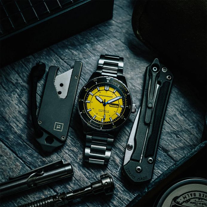 Spinnaker Hass SP-5099-33 Automatic Safety Yellow Dial Stainless Steel Strap