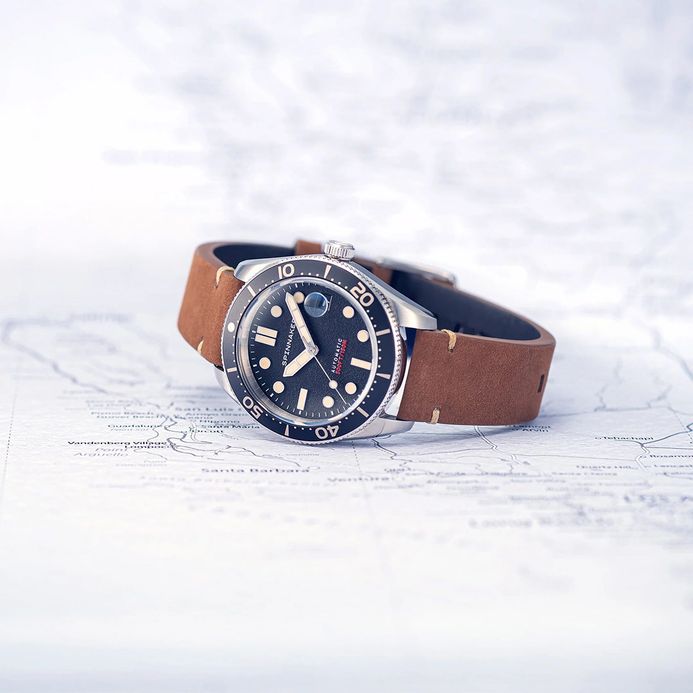 Spinnaker Croft SP-5100-01 Mid Size Automatic Men Anchor Black Dial Brown Leather Strap