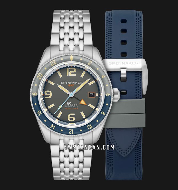 Spinnaker Fleuss SP-5120-11 GMT Automatic Deep Grey Dial Stainless Steel Strap + Extra Strap