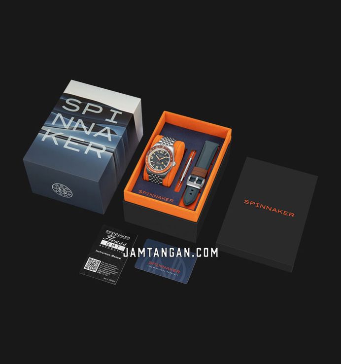 Spinnaker Fleuss SP-5120-55 GMT Automatic Dark Cerulean Blue Stainless Steel Strap + Extra Strap