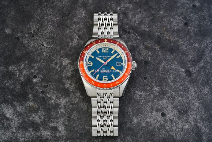 Spinnaker Fleuss SP-5120-55 GMT Automatic Dark Cerulean Blue Stainless Steel Strap + Extra Strap