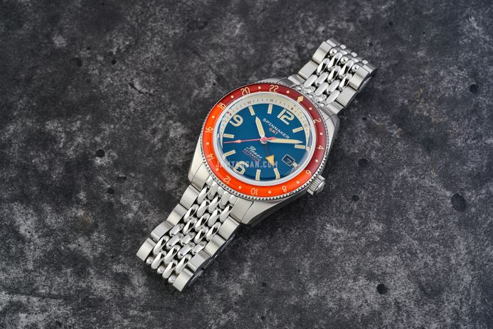 Spinnaker Fleuss SP-5120-55 GMT Automatic Dark Cerulean Blue Stainless Steel Strap + Extra Strap