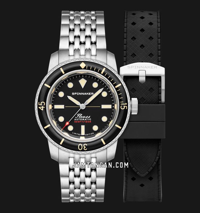 Spinnaker Fleuss SP-5133-11 145th Cool Black Dial St. Steel Strap + Extra Strap Limited Edition