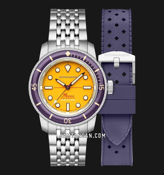 Spinnaker Fleuss SP-5133-55 145th Mustard Yellow St. Steel Strap + Extra Strap Limited Edition
