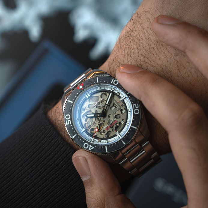 Spinnaker Croft SP-5134-11 Automatic Skeleton Carbon Black Dial Stainless Steel Strap