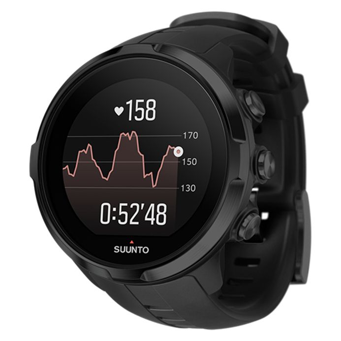 Suunto SS022662000 Spartan Sport Wrist (HR) All Black Digital Dial Black  Rubber Strap