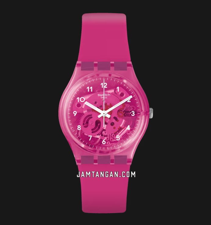 Swatch GP166 Ladies Gum Flavour Skeleton Pink Dial Pink Rubber Strap